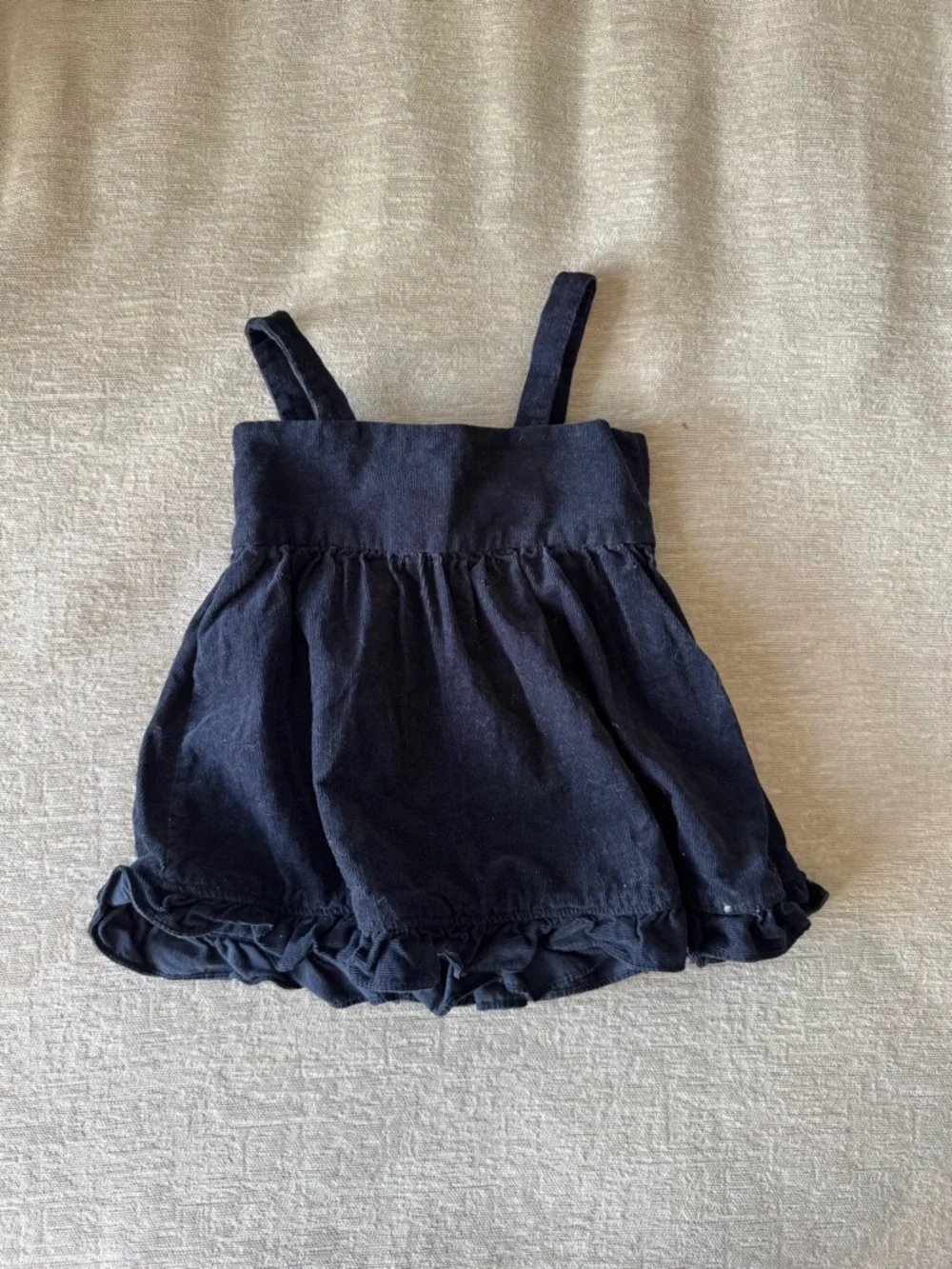 Ralph Lauren Baby Girl Corduroy Ruffle Dress 9M Navy Blue Button Front Boho